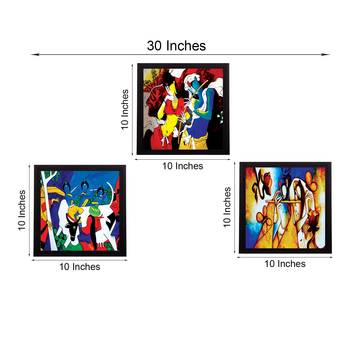 Set Of 3 Abstract Radha Krishna Satin Matt Texture UV Art Painting 2