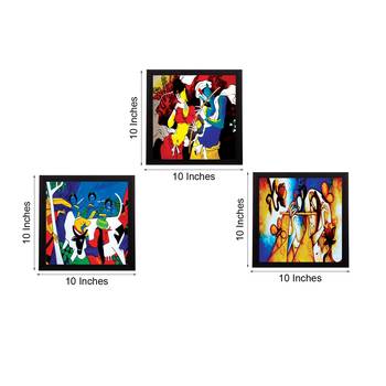 Set Of 3 Abstract Radha Krishna Satin Matt Texture UV Art Painting 3