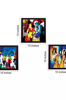 Set Of 3 Abstract Radha Krishna Satin Matt Texture UV Art Painting