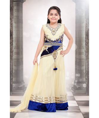 white embroidered Net stitched kids lehenga choli 1