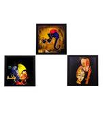 Set Of 3 Radha Krishna and Ganesha Satin Matt Texture UV Art Painting