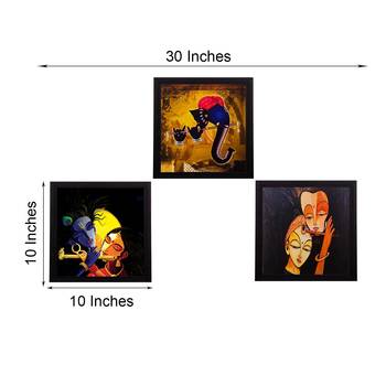 Set Of 3 Radha Krishna and Ganesha Satin Matt Texture UV Art Painting 2