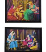 Set of 2 Village Scene Satin Matt Texture UV Art Painting