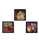 Set Of 3 Radha Krishna Satin Matt Texture UV Art Painting