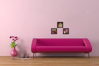 Set Of 3 Radha Krishna Satin Matt Texture UV Art Painting 2