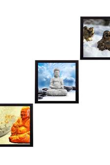 Set Of 3 Lord Buddha Satin Matt Texture UV Art Painting