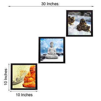 Set Of 3 Lord Buddha Satin Matt Texture UV Art Painting 3