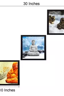 Set Of 3 Lord Buddha Satin Matt Texture UV Art Painting
