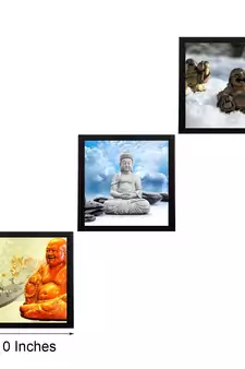 Set Of 3 Lord Buddha Satin Matt Texture UV Art Painting