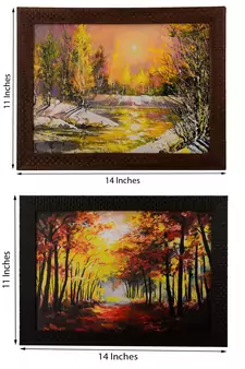 Set of 2 Nature's beauty under Sunlight Satin Matt Texture UV Art Painting