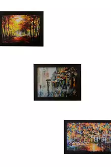 Set of 3 Nature's beauty scenary Satin Matt Texture UV Art Painting