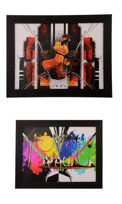 Set of 2 Abstract Satin Matt Texture UV Art Painting 1