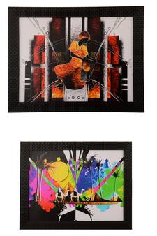 Set of 2 Abstract Satin Matt Texture UV Art Painting
