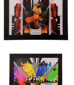 Set of 2 Abstract Satin Matt Texture UV Art Painting