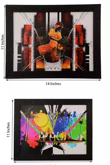 Set of 2 Abstract Satin Matt Texture UV Art Painting