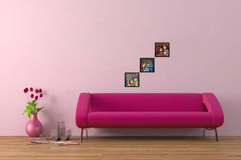 Set Of 3 Radha Krishna Satin Matt Texture UV Art Painting 2