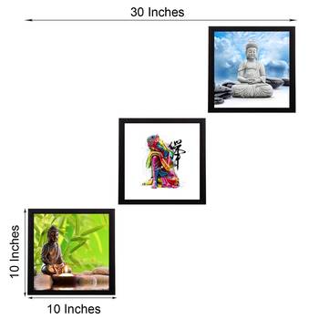 Set Of 3 Meditating Buddha Satin Matt Texture UV Art Painting 3