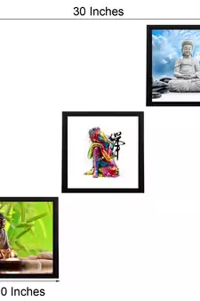 Set Of 3 Meditating Buddha Satin Matt Texture UV Art Painting