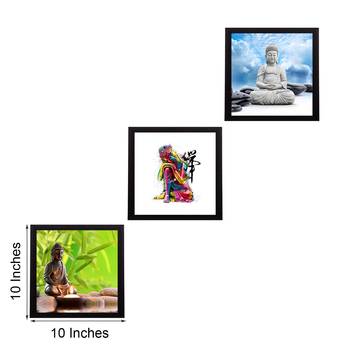Set Of 3 Meditating Buddha Satin Matt Texture UV Art Painting 4