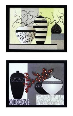 Set of 2 Botanical Pots Satin Matt Texture UV Art Painting 1