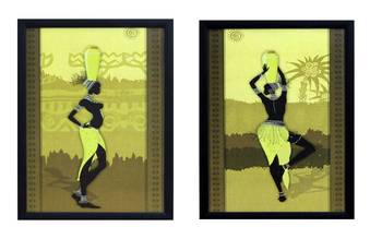 Set of 2 Tribal Women Satin Matt Texture UV Art Painting 1