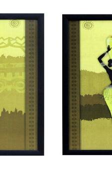 Set of 2 Tribal Women Satin Matt Texture UV Art Painting