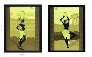 Set of 2 Tribal Women Satin Matt Texture UV Art Painting 2