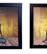 Set of 2 Tribal Women Satin Matt Texture UV Art Painting