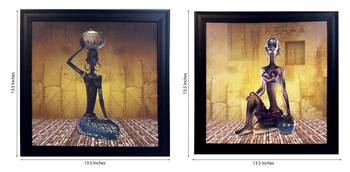 Set of 2 Tribal Women Satin Matt Texture UV Art Painting 2