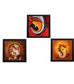 Set Of 3 Lord Ganesha Satin Matt Texture UV Art Painting