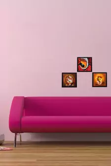 Set Of 3 Lord Ganesha Satin Matt Texture UV Art Painting