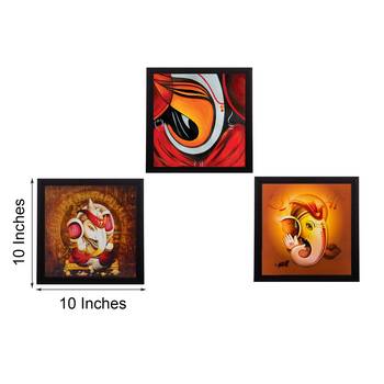 Set Of 3 Lord Ganesha Satin Matt Texture UV Art Painting 4