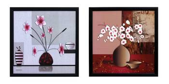 Set of 2 Botanical Pots Satin Matt Texture UV Art Painting 1