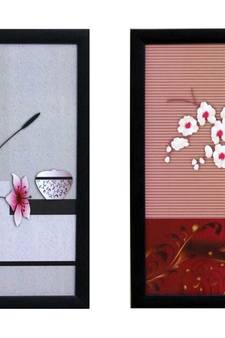 Set of 2 Botanical Pots Satin Matt Texture UV Art Painting