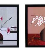 Set of 2 Botanical Pots Satin Matt Texture UV Art Painting