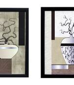 Set of 2 Botanical Pots Satin Matt Texture UV Art Painting