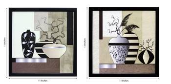 Set of 2 Botanical Pots Satin Matt Texture UV Art Painting 2