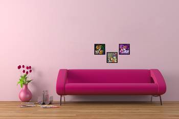Set Of 3 Radha Krishna Satin Matt Texture UV Art Painting 2