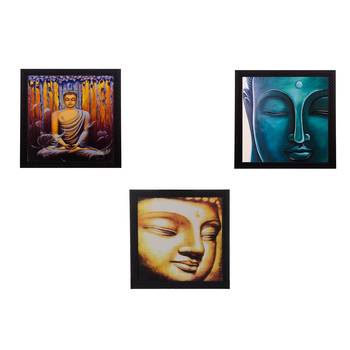 Set Of 3 Meditating Buddha Satin Matt Texture UV Art Painting 1