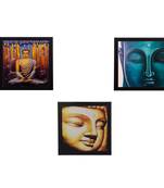 Set Of 3 Meditating Buddha Satin Matt Texture UV Art Painting