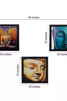 Set Of 3 Meditating Buddha Satin Matt Texture UV Art Painting