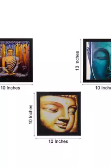 Set Of 3 Meditating Buddha Satin Matt Texture UV Art Painting