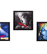 Set Of 3 Krishna Satin Matt Texture UV Art Painting