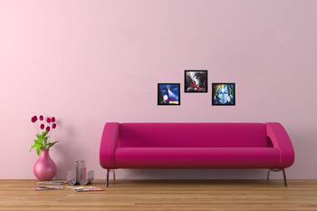 Set Of 3 Krishna Satin Matt Texture UV Art Painting 2