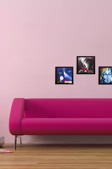 Set Of 3 Krishna Satin Matt Texture UV Art Painting