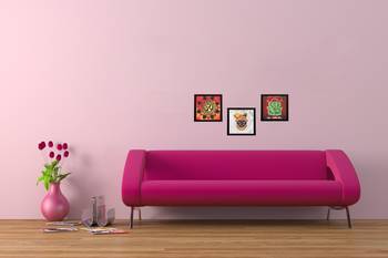 Set Of 3 Krishna Satin Matt Texture UV Art Painting 1