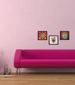 Set Of 3 Krishna Satin Matt Texture UV Art Painting