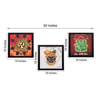 Set Of 3 Krishna Satin Matt Texture UV Art Painting 2