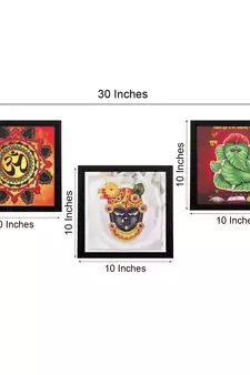Set Of 3 Krishna Satin Matt Texture UV Art Painting