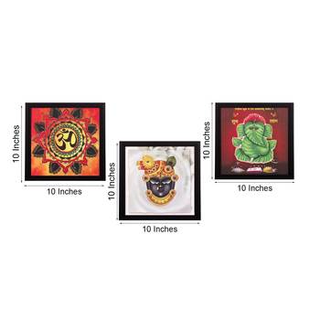 Set Of 3 Krishna Satin Matt Texture UV Art Painting 3